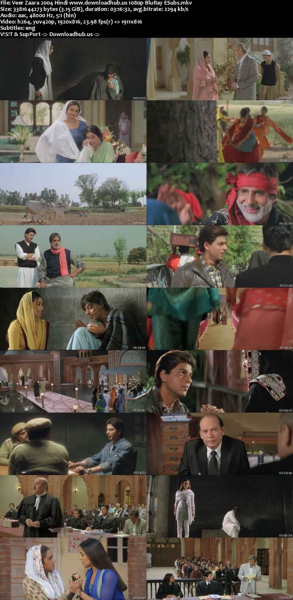 Veer Zaara 2004 Hindi Movie DD5.1 1080p 720p 480p BluRay ESubs x264 HEVC