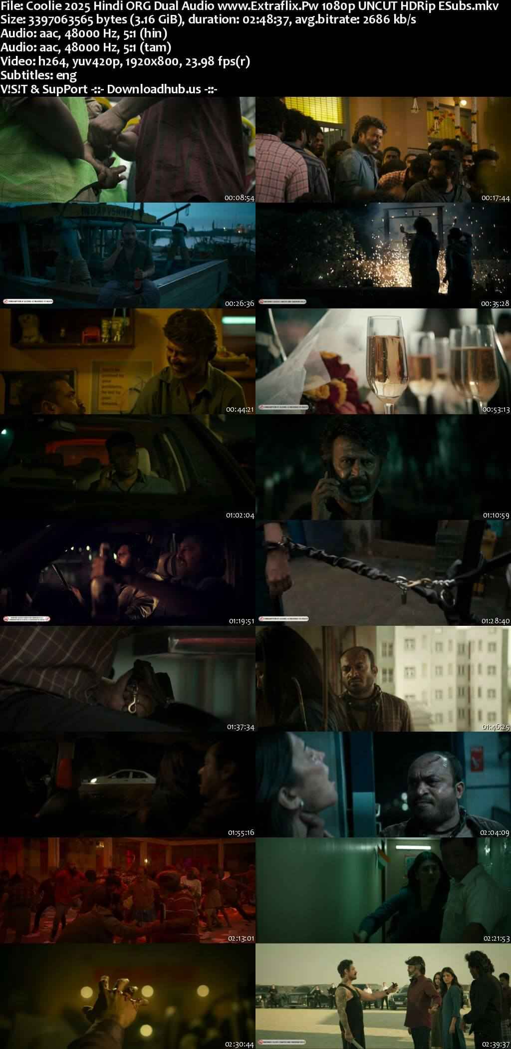 Coolie 2025 Hindi (LiNE) Dual Audio Movie DD2.0 1080p 720p 480p UNCUT HDRip HC-ESubs x264 HEVC