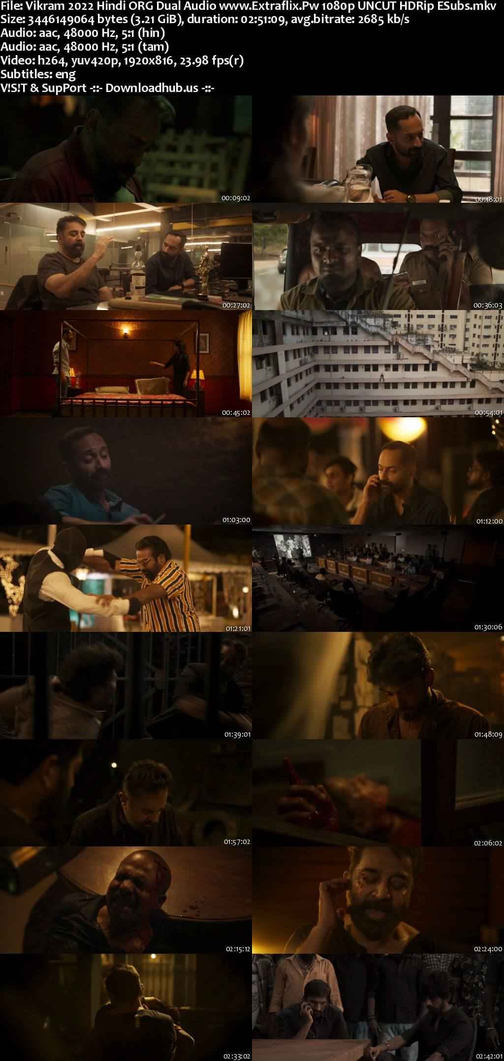 Vikram 2022 Hindi ORG Dual Audio Movie DD5.1 4k 1080p 720p 480p UNCUT HDRip ESubs x264 HEVC