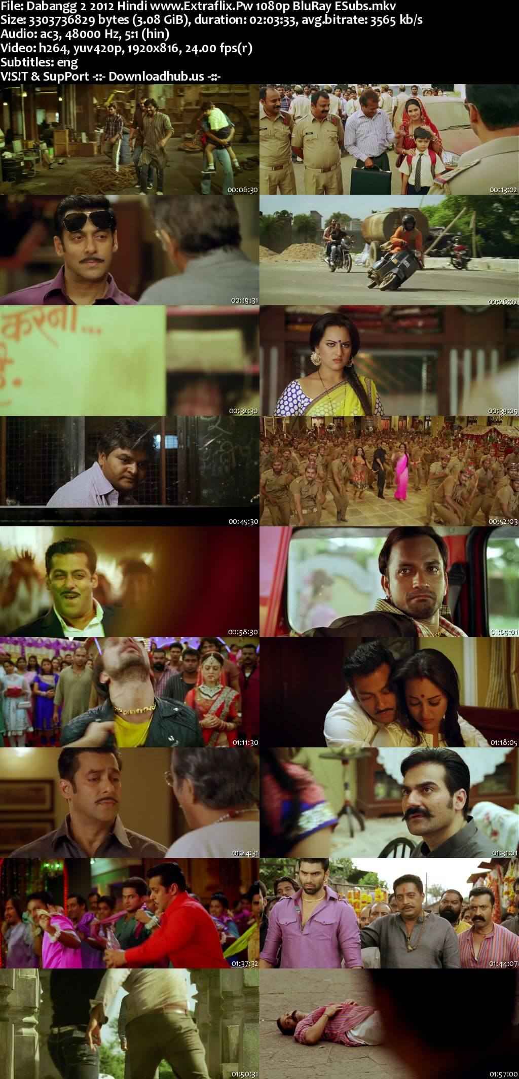 Dabangg 2 2012 Hindi Movie DD5.1 1080p 720p 480p BluRay ESubs x264 HEVC